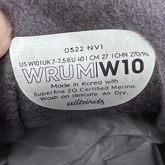 Allbirds Wool Runner-up Mizzles Water-Repellent Sneaker Medium Gray Women 10 NWB - Picture 9 of 10